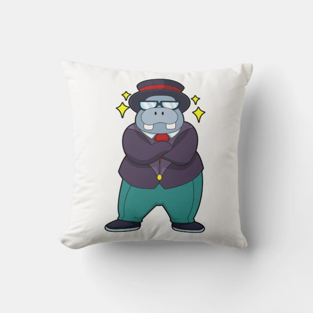 Hippo as Groom with Suit.PNG Kissen (Vorderseite)