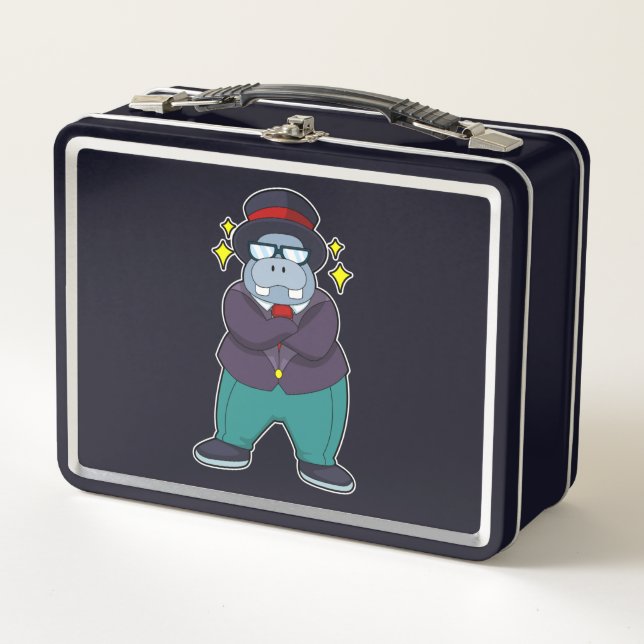 Hippo as Groom with Suit.PNG Metall Brotdose (Vorderseite)