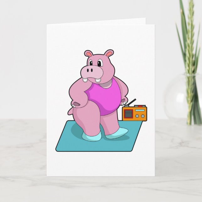 Hippo at Fitness with Radio.PNG Karte (Vorderseite)