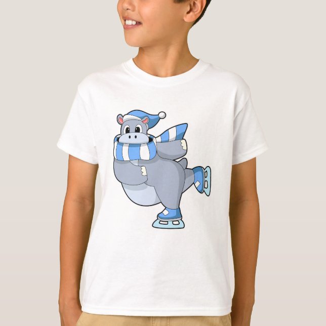 Hippo at Ice Skaten mit Ice-Skaten T-Shirt (Vorderseite)