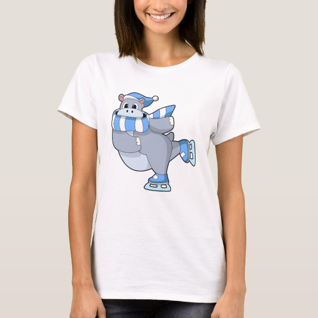 Hippo at Ice Skaten mit Ice-Skaten T-Shirt (Vorderseite)