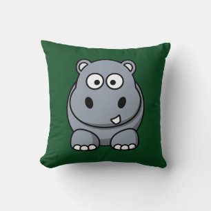 Hippo auf einem dunkelgrünen Hintergrund Kissen