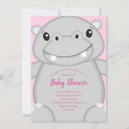 Hippo Baby Dusche Rosa Einladung
