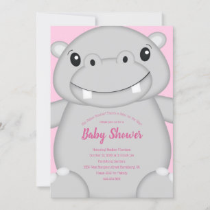 Hippo Baby Dusche Rosa Einladung