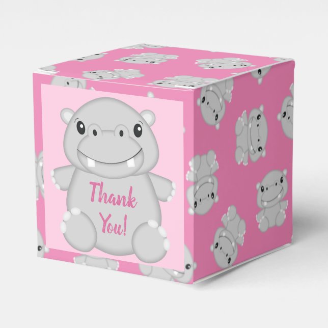 Hippo Baby Dusche Rosa Geschenkschachtel (Vorderseite)
