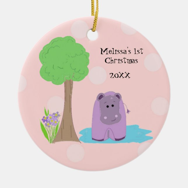 Hippo Baby First Christmas Keramikornament (Vorne)