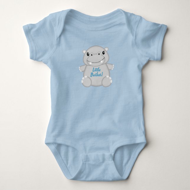 Hippo Baby Shower Blue Baby Strampler (Vorderseite)