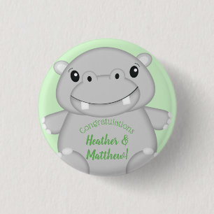 Hippo Baby Shower Button