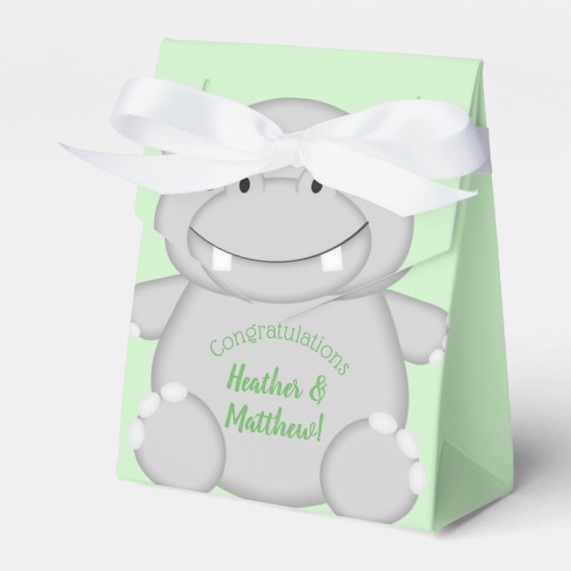 Hippo Baby Shower Geschenkschachtel (Vorderseite)