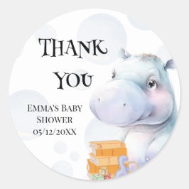 Hippo Baby Shower Gevor Runder Aufkleber
