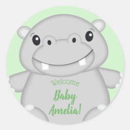 Hippo Baby Shower Runder Aufkleber