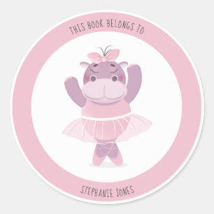 Hippo Ballerina Dieses Buch gehört Runder Aufkleber