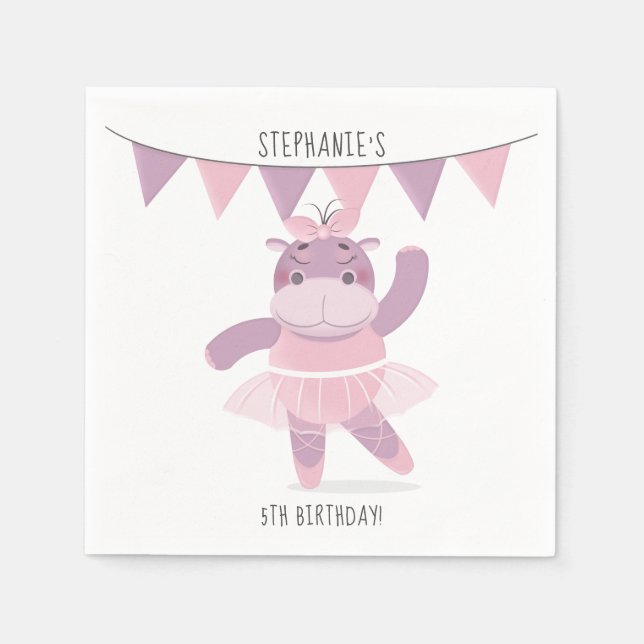 Hippo Ballerina Napkins Serviette (Vorderseite)