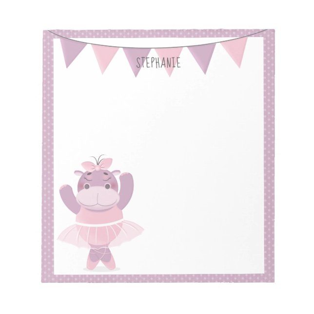 Hippo Ballerina Notizblock (Vorderseite)