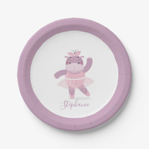 Hippo Ballerina Papierplatte Pappteller