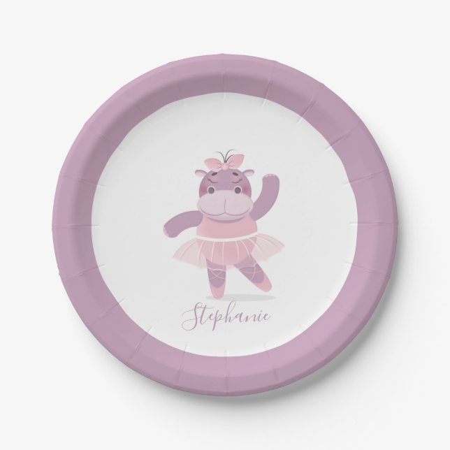 Hippo Ballerina Papierplatte Pappteller (Vorderseite)