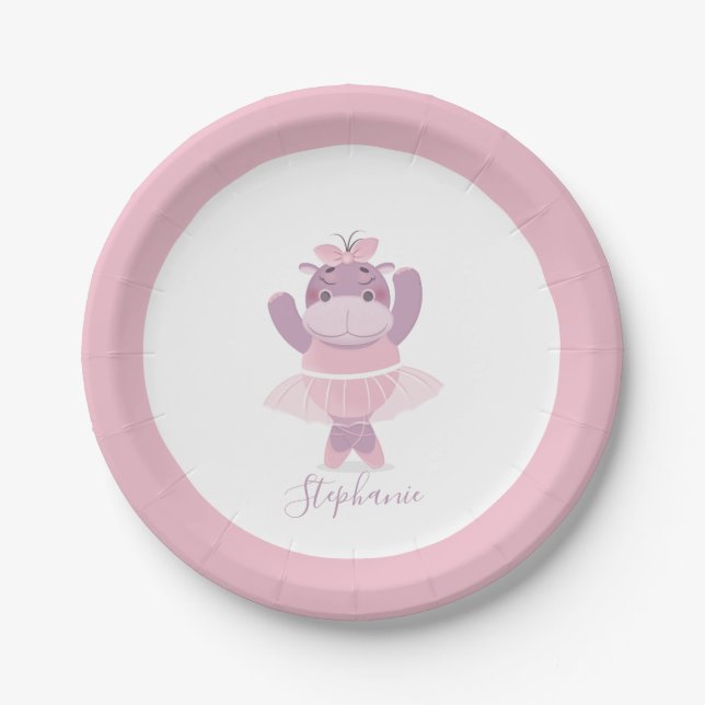 Hippo Ballerina Pappteller (Vorderseite)
