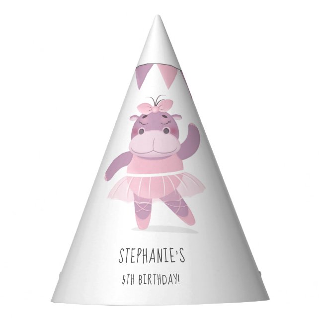 Hippo Ballerina Party Hat Partyhütchen (Vorderseite)
