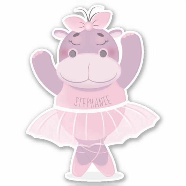 Hippo Ballerina Sticker (Vorderseite)