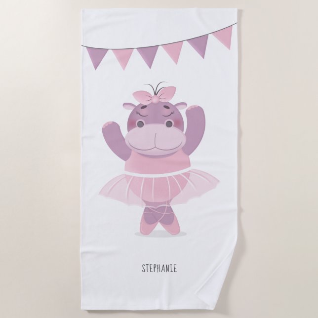 Hippo Ballerina Strandtuch (Vorderseite)