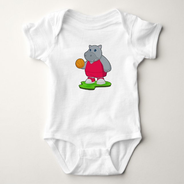 Hippo Basketball-Spieler Basketball Baby Strampler (Vorderseite)
