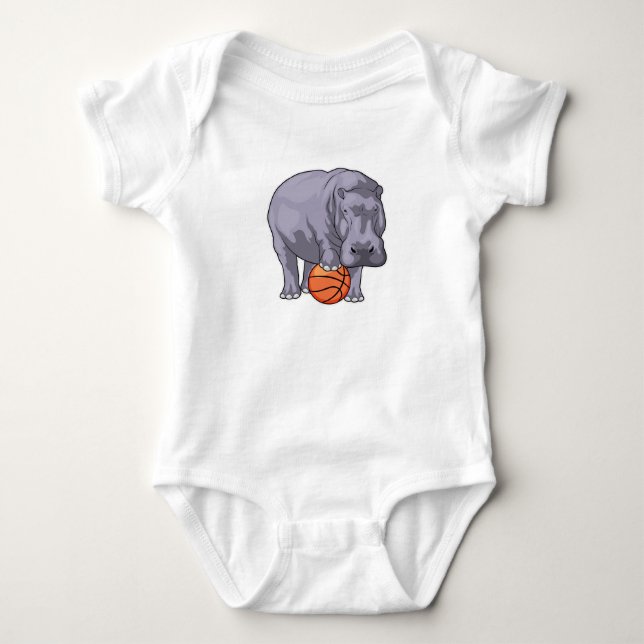Hippo Basketball-Spieler Basketball Baby Strampler (Vorderseite)