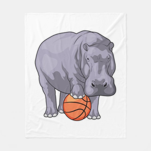 Hippo Basketball-Spieler Basketball Fleecedecke (Vorderseite)