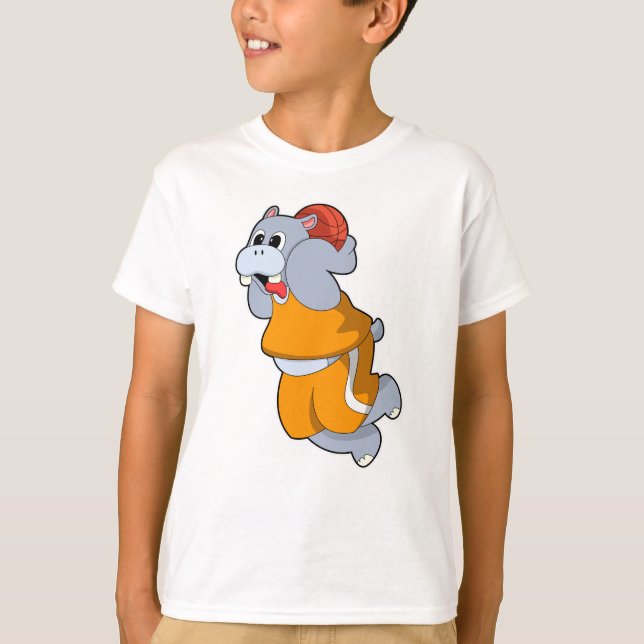 Hippo bei Basketball Sports T-Shirt (Vorderseite)