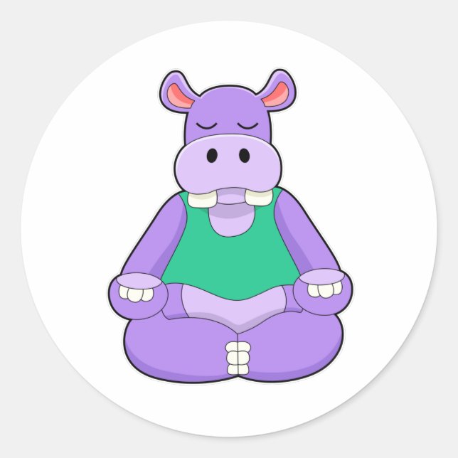 Hippo bei Yoga im Sitzen Runder Aufkleber (Vorderseite)