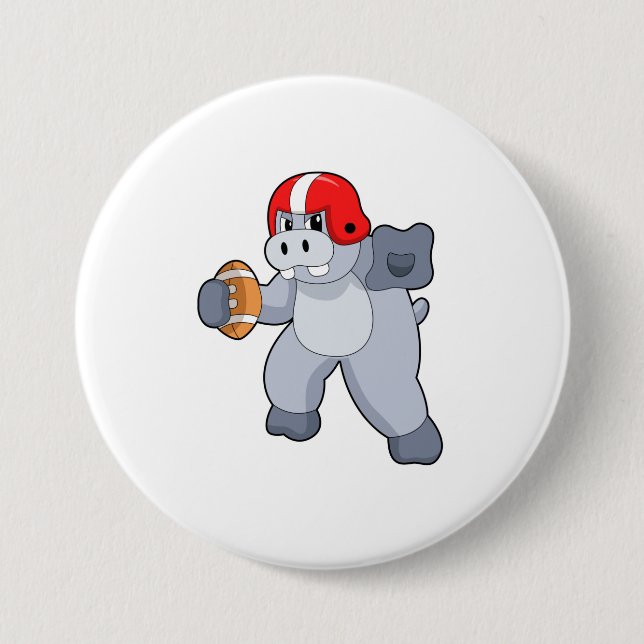Hippo beim Fußballsport Button (Vorderseite)