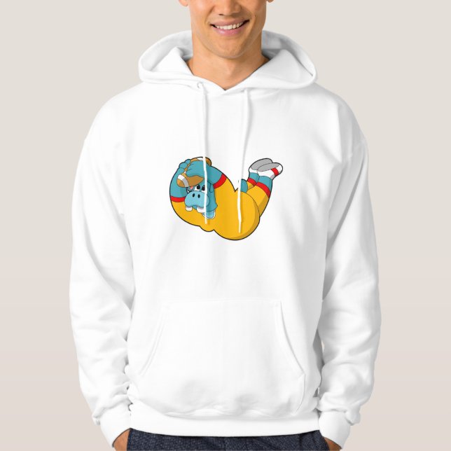 Hippo beim Fußballsport Hoodie (Vorderseite)