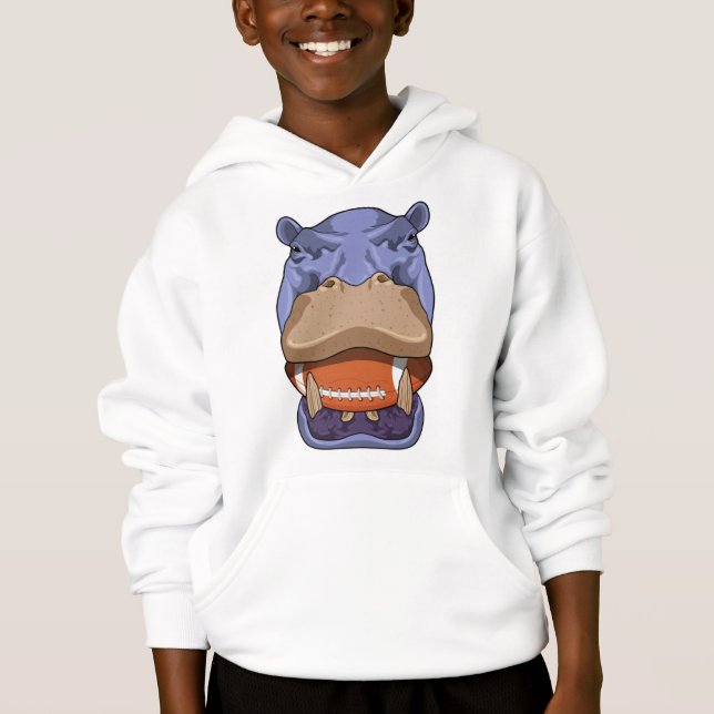 Hippo beim Fußballsport Hoodie (Vorderseite)