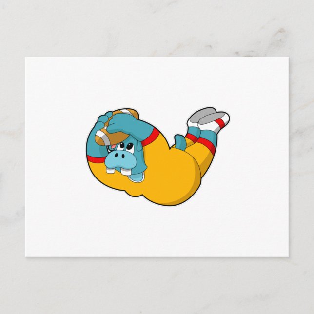 Hippo beim Fußballsport Postkarte (Vorderseite)