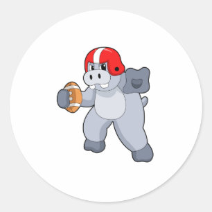 Hippo beim Fußballsport Runder Aufkleber
