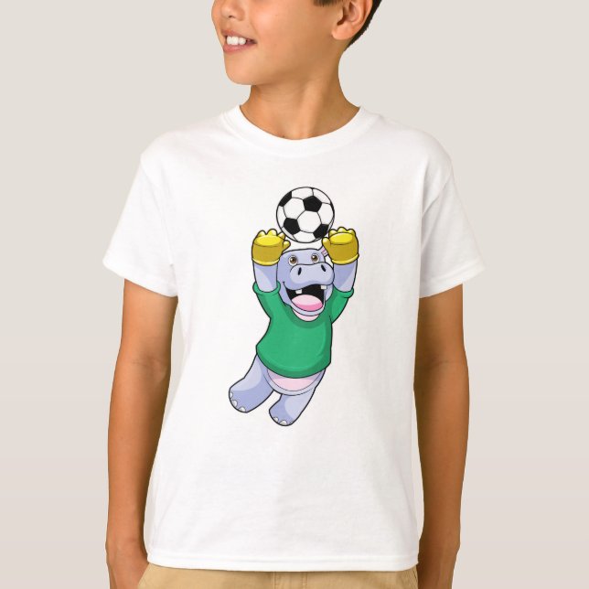 Hippo beim Fußballsport T-Shirt (Vorderseite)