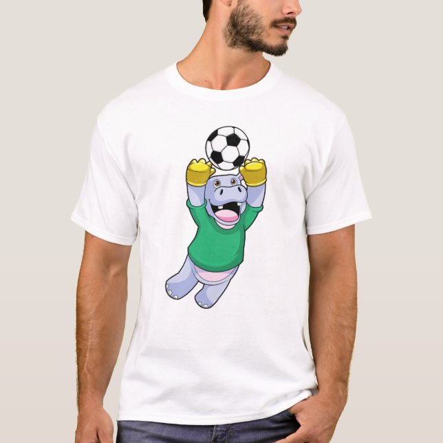 Hippo beim Fußballsport T-Shirt (Vorderseite)