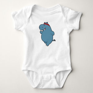Hippo beim Laufen mit Headband Baby Strampler