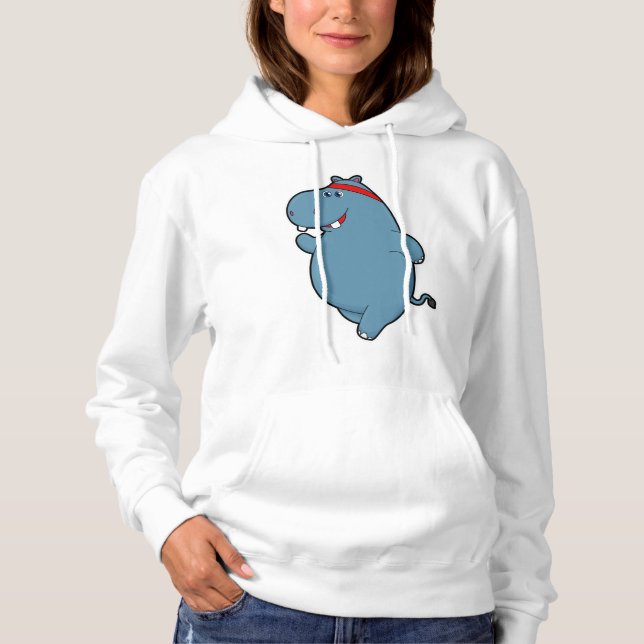 Hippo beim Laufen mit Headband Hoodie (Vorderseite)