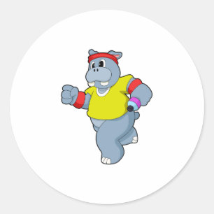Hippo beim Laufen Runder Aufkleber