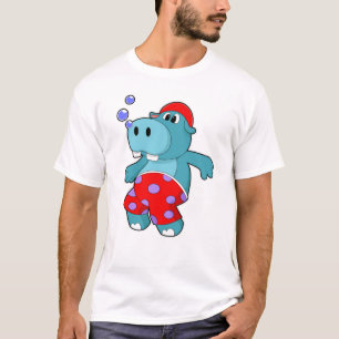 Hippo beim Schwimmen mit Schwimmstämmen T-Shirt