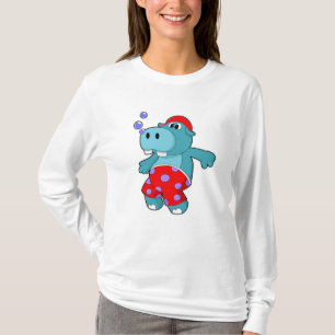 Hippo beim Schwimmen mit Schwimmstämmen T-Shirt