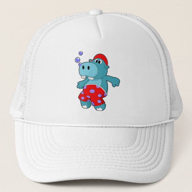 Hippo beim Schwimmen mit Schwimmstämmen Truckerkappe (Vorderseite)