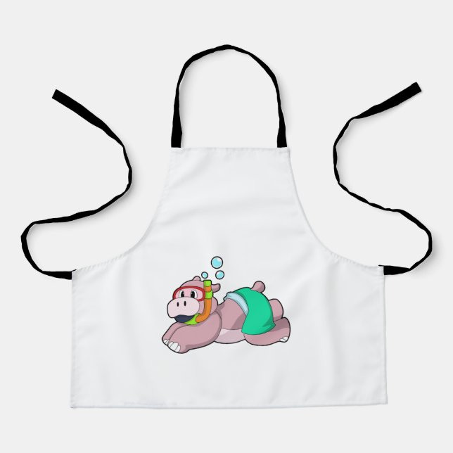 Hippo beim Tauchen mit Schnorchel Schürze (Vorderseite)
