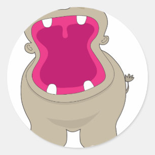 Hippo Big Mouth Runder Aufkleber