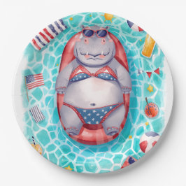 Hippo Bikini in Pool Party  Pappteller