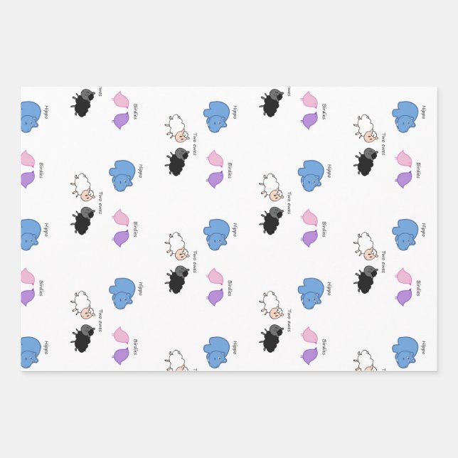 Hippo Birdies Two Ewes Geschenkpapier Set (Vorderseite)