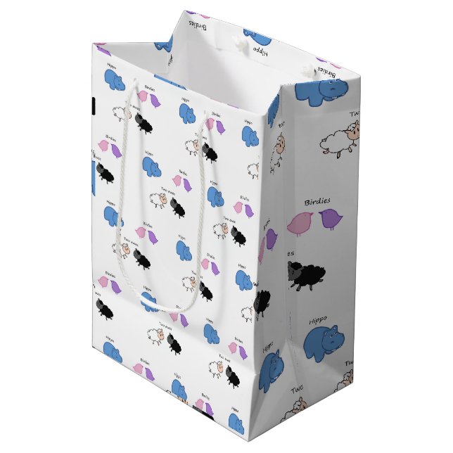 Hippo Birdies Two Ewes Mittlere Geschenktüte (Vorderseite Schrägansicht)