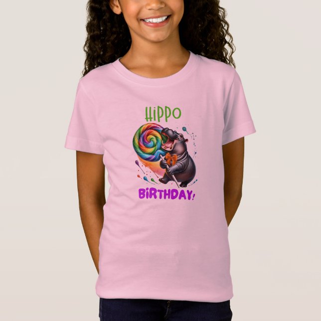 Hippo Birthday fröhlich, farbenfroh Candy Swirl | T-Shirt (Vorderseite)