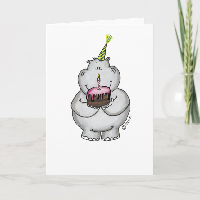 Hippo Birthday - Happy Birthday Karte (Vorderseite)