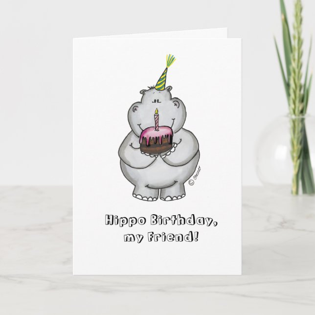 Hippo Birthday my Friend - Happy Birthday Karte (Vorderseite)